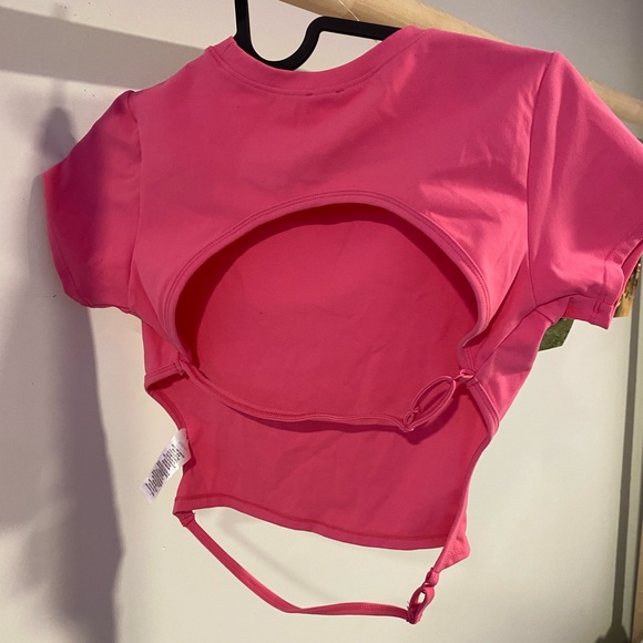 Garage Mikayla Open Back Tee Shocking Pink - Picture 2 of 3